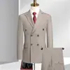 Conjunto de Traje para Hombre para Primavera y Otoño, Traje de Lana de Doble Botonadura Juvenil para Negocios y Bodas, Esmoquin de Lujo para Hombre