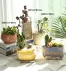 Vaso de flor suculenta cerâmica vaso de árvore velha diâmetro grande liquidação combinação especial cerâmica grossa retangular com prato criativo