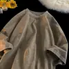 Nueva camiseta de algodón puro moderna batik vintage holgada de manga corta lavada desgastada para hombres y parejas top dopamina