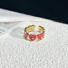 Doce Fresco Design de Nicho Esmalte Gotejante Moda Distintivo Anel Aberto Feminino Retrô Exquisito Versátil Acessórios de Anel para Dedo