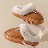 2025 Invierno Nuevo Estilo Zapatillas de Felpa Cálidas, Impermeables, Forradas de Lana, Sencillas para Casa, Pareja, Hombres