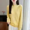 Suéter de punto 100% lana pura para mujer, nuevo estilo otoño/invierno 2026, camiseta básica petite de cuello medio alto, top interior