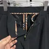 Pantalones Casuales Rectos de Seda de Leche Gruesa Estilo de Negocios para Primavera y Otoño, Versátiles, Elásticos, Negros, Modernos para Hombre