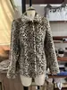 Casaco curto de pelúcia vintage europeu e americano com estampa de leopardo, lapela, abotoamento simples, acinturado, para mulheres, outono e inverno, exclusivo para comércio transfronteiriço