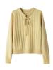 Estilo Europeo Transfronterizo Otoño e Invierno 2025 Nuevo Jersey de Lana Trenzado con Cable Cuello en V con Cordones para Commuter Suéter Holgado de Punto Circular