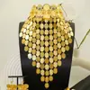 Nuevo Lujo Dubái Medio Oriente Flor Redonda Hueca Collar Pendientes Pulsera Anillo Traje 4 Piezas Joyería de Novia