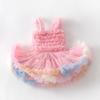 Vestido Tutu com Suspensório Céu Estrelado para Meninas Vestido Princesa Fantasia de Performance Saia Tutu Vestido Formal Infantil Estilo Europeu e Americano Vestido de Tule Moderno