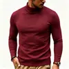 Nueva Camiseta de Hombre para Otoño e Invierno Estilo Europeo y Americano Color Sólido Corte Delgado Más Terciopelo Cálida Manga Larga Camiseta de Capa Base para Hombre