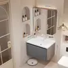 Gabinete de baño de aluminio de panal engrosado con lavabo de cerámica integrado y unidad de tocador