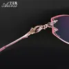 Gafas con Borde Cortado en Diamante para Mujer, Monturas de Gafas sin Aro, Gafas Graduadas de Titanio Puro Ultraligeras, Gafas Ópticas Terminadas