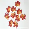 Folhas de bordo estampadas em seda artificial simulada em cores mistas, 50 peças por pacote, material de decoração para fundo de casamento, produto popular de comércio exterior