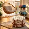 Taburete de Almacenamiento Floral Marrón para Sala de Estar, Bolsa de Almacenamiento para Ropa y Juguetes del Hogar, Caja de Almacenamiento Estacional, Puf para Sofá