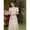 Foto Real de un Nuevo Vestido Qipao Modificado con Bordado Pesado Estilo Chino