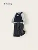 Conjunto de Tres Piezas para Niñas Bangxuan Ropa Infantil Primavera y Otoño Adorno de Volantes Manga Larga Chaleco de Encaje Pantalones a Cuadros Conjunto Infantil Estilo Academia