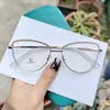 Nuevo negocio metal diamante ceja miopía marco de gafas moda viajero ojo de gato luz azul anti-reflejo plano