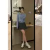 Veee Otoño Dopamina Chica Delgado Rosa Frambuesa Bordado Prendas de Punto Universitarias Reductor de Edad Cárdigan Corto Suéter