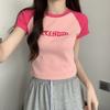 2025 Nova Roupa de Verão Feminina de Algodão Puro Popular Bordada Camiseta de Manga Curta Slim Top Curto Sexy