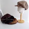 Gorra de Boina Melanoid Retro con Parches de Gamuza y Patrón de Cocodrilo de Cuero PU para Mujer, Otoño Invierno, Viaje, Gorra de Pico de Pato, Gorra de Equitación
