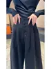 2026 Principios de Primavera Nuevo Estilo Europeo de Gama Alta de Botonadura Única Casual Pantalones Talla Grande de Cintura Alta Adelgazantes Traje Pantalones Casuales de Pierna Ancha