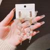 Nuevos Pendientes Largos de Malla Plateada con Lazo y Borla de Pedrería para Oreja, Pendientes Delicados