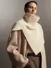 Braga de Punto Irregular para Mujer, Nuevo Jersey de Cuello Alto Otoño e Invierno, Bufanda Chal en Capas, Grueso