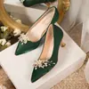 Zapatos de boda para novias, nuevo modelo 2026, tacones altos verdes con pedrería, zapatos de boda Xiuhe, doble uso para vestidos de novia, aptos para todas las estaciones