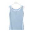 Nuevo Top de Tirantes de Verano Delgado con Bloques de Color, Encaje y Patchwork para Mujer, Hombros Anchos, con Almohadillas Integradas en el Pecho, Cómodo sin Mangas y Versátil