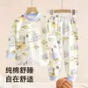 Conjunto de mallas largas de algodón puro clase A para niños para otoño, sin costuras, para niños y niñas, ropa interior térmica, capa base para bebé, pijama para casa