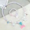 Acessórios de Joias para Bebê Menina Princesa Conjunto de Colar e Pulseira Cauda de Sereia Concha Joias para Meninas Crianças