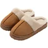 Otoño Invierno Cálido Unisex Pareja Interior Hogar Piso de Madera Asequible Suela Gruesa Felpudo Cálido Pantuflas de Algodón