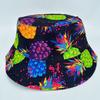 Novo Chapéu de Balde com Estampa de Frutas e Plantas, Chapéu de Sol para Viagem ao Ar Livre, Chapéu Reversível com Proteção Solar Que Faz o Rosto Parecer Menor