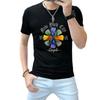Camisa de cuello redondo de manga corta para hombre personalizada con diamantes de imitación de moda cómoda y combinable con todo, camiseta de manga corta para hombre de algodón de seda de hielo de corte entallado de estilo europeo de verano