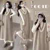 2026 Nuevo Vestido Chaleco de Punto para Maternidad Estilo Perezoso con Borlas Suelto Talla Grande que se Adapta a la Barriga Vestido de Punto para Mujeres Embarazadas