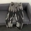 Jeans tie-dye retro americano para hombres y mujeres, holgados de pierna ancha, primavera y otoño, estilo Hong Kong moderno de alta costura, pantalones casuales rectos