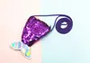 Lanyard de Sirena con Lentejuelas Billetera para Monedas Bolso Pequeño Cruzado Infantil Bolso Pequeño Cola de Pez Lentejuelas Doble Color Billetera para Monedas para Mujeres