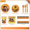 Plato de papel desechable con diseño de dibujos animados para fiesta de cumpleaños de Dragon Ball amarillo, toalla de papel, vajilla y traje