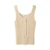 Camisola 100% cachemir para mujer, adecuada para todas las estaciones, corte ajustado, nuevo top de punto versátil sin mangas