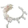 Pulsera Avanzada de Diseño Nicho Impresión Temporada de Flor de Cerezo Pulsera para Novia Pulsera para Pareja Estilo Chino Alto Valor de Color Regalo