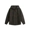 Ropa Vintage Yidao Otoño 2026 Nueva Tendencia Estilo Americano Camisa con Capucha a Cuadros para Hombres y Mujeres, Holgada Casual de Manga Larga