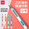 Cuchillo de utilidad Deli 2054, Cuchillo de utilidad pequeño de dibujos animados frescos, Cortador de papel de colores caramelo, Cuchillo para mensajería, Al por mayor