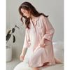 Camisón de Verano Delgado de Seda de Hielo para Mujer Pijama de Manga Corta de Seda Simulada Vestido Cárdigan Ropa para el Hogar Vestido Blanco