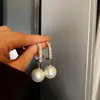 Pendientes de plata con baño de oro real, aguja cuadrada, borla de perla y circonita, pendientes de lujo ligero de alta gama, fabricante de pendientes vintage