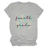 CUARTO GRADO Amazon Wish sitio independiente moda casual camiseta de mujer cuello redondo manga corta para comercio exterior