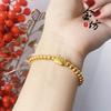 Pulseira com Contas de Transferência de Dumpling de Dragão com Contas Redondas Vazadas Dourado Areia, Opções de Pulseira Dourada de Cobre Banhado Disponíveis, Estilo Versátil Feminino, Joia de Mão Estilo Chinês