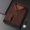 Camisa Polo de Manga Larga de Color Sólido Fina con Cuello de Solapa para Hombre, Nueva Colección de Otoño, Camiseta Transpirable de Moda Casual para Hombre
