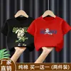 Camiseta de Manga Curta para Meninos Verão 2026 Nova Tendência 100% Algodão Camiseta de Verão Infantil Manga Meia-Manga Top Estampado para Meninos