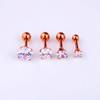 Pendientes femeninos de acero y titanio con circonitas en oro rosa, moda coreana, venta al por mayor, AliExpress, eBay, pendientes sencillos de tendencia.