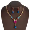 Conjunto de Tres Piezas de Collar, Aretes y Pulsera de Cristal, Accesorios de Novia para Bodas y Banquetes, Exquisito Diseño Floral, Transfronterizo Europeo y Americano