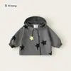 Roupa Infantil Bangxuan Vento de Outono à Prova D'água para Exterior Cardigã de Menina Moletom de Bolinhas Top Infantil Jaqueta com Capuz para Meninas