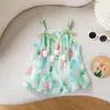 Estilo Nuevo de Verano Vestido de Tirantes Pequeños Floral Tulipán Ropa para Bebés Niñas, Mameluco de Princesa Capullo de Flor Conjunto de Verano